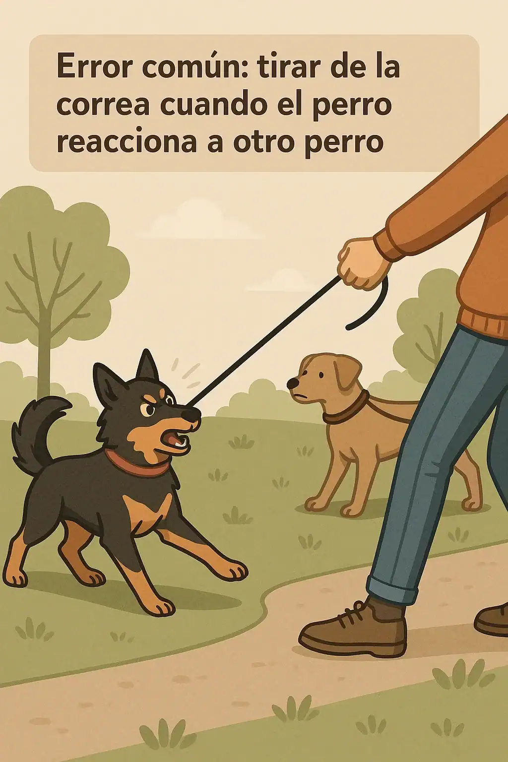 Error común: tirar de la correa cuando el perro reacciona a otro perro